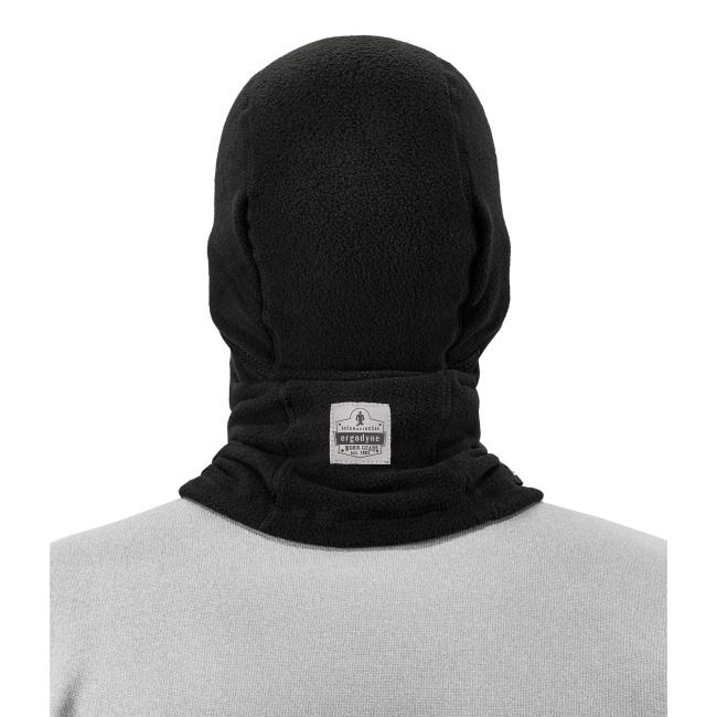 Back view of black hinged balaclava face mask