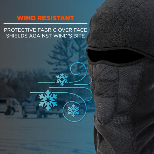 Wind Resistant: Protective fabric over the face shields against the harsh bite of the wind.