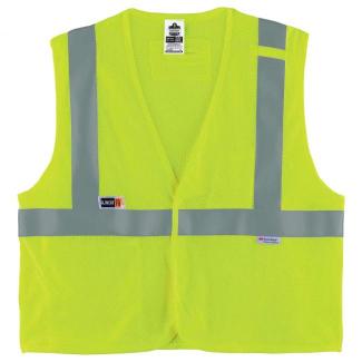 GloWear 8260FRHL Hi-Vis FR Safety Vest - Class 2, NFPA 70E, Mesh, Hook & Loop, GlenGuard