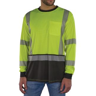 GloWear 8371BK Performance Hi-Vis Long Sleeve T-Shirt - Type R, Class 3, Black Bottom